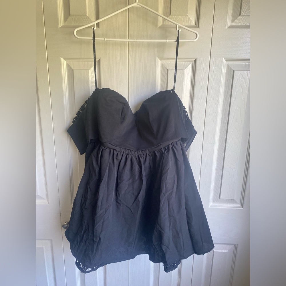New Self-Portrait Tie-neck Mini Dress in Black - Picture 13 of 16
